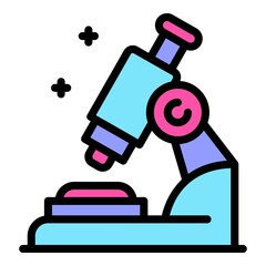 Poster - Microscope icon. Outline microscope vector icon color flat isolated