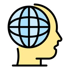 Poster - Global human skill icon. Outline global human skill vector icon color flat isolated
