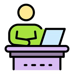 Poster - Office job icon. Outline office job vector icon color flat isolated