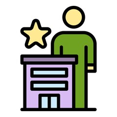 Poster - Career speaker icon. Outline career speaker vector icon color flat isolated