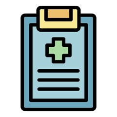 Sticker - Medical clipboard icon. Outline medical clipboard vector icon color flat isolated