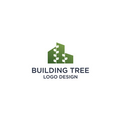 Wall Mural - BUILDING TREE LOGO DESIGN VECTOR