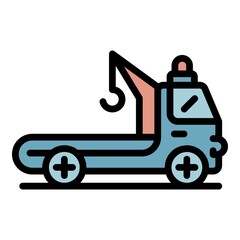 Poster - Tow truck icon. Outline tow truck vector icon color flat isolated