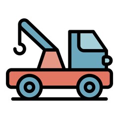 Poster - highway tow truck icon. outline highway tow truck vector icon color flat isolated