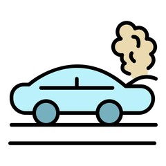 Poster - Broken car icon. Outline broken car vector icon color flat isolated
