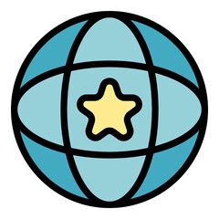 Poster - Global star excellence icon. Outline global star excellence vector icon color flat isolated