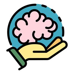 Poster - Brainstorming innovation icon. Outline brainstorming innovation vector icon color flat isolated