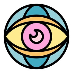 Poster - global eye innovation icon. outline global eye innovation vector icon color flat isolated