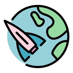 Poster - Global rocket innovation icon. Outline global rocket innovation vector icon color flat isolated