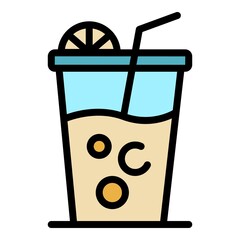 Poster - Lemonade cup icon. Outline lemonade cup vector icon color flat isolated