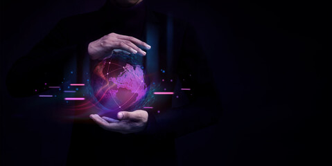 World Technology Concepts. Global Network and Data Exchange. Worldwide Business. Megatrends on Internet for Telecommunication, Finance and Internet of Things