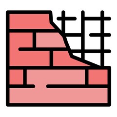 Poster - Brick wall icon. Outline brick wall vector icon color flat isolated