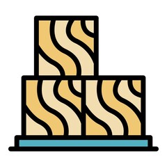 Poster - Wood for house repair icons set. Outline set of wood for house repair vector icons thin line color flat isolated