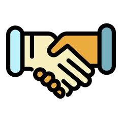 Poster - handshake icon. outline handshake vector icon color flat isolated
