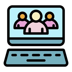 Poster - Laptop entrepreneur icon. Outline laptop entrepreneur vector icon color flat isolated