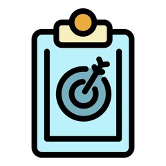 Poster - Target clipboard icon. Outline target clipboard vector icon color flat isolated