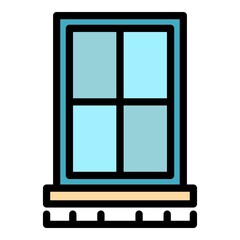 Wall Mural - Apartment window icon. Outline apartment window vector icon color flat isolated