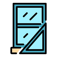 Poster - Window measurement icon. Outline window measurement vector icon color flat isolated