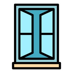 Poster - open window frame icon. outline open window frame vector icon color flat isolated