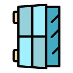 Poster - Big glass window icon. Outline big glass window vector icon color flat isolated