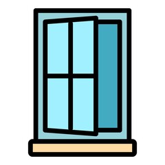 Poster - office window icon. outline office window vector icon color flat isolated