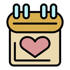 Poster - Wedding calendar date icon. Outline wedding calendar date vector icon color flat isolated