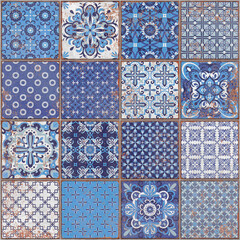 Naklejka na meble Italian ceramic tile pattern. Ethnic folk ornament. Mexican talavera, Portuguese azulejo or Spanish majolica.