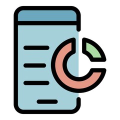 Poster - Smartphone pie chart icon. Outline smartphone pie chart vector icon color flat isolated
