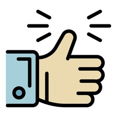Poster - Goal thumb up icon. Outline goal thumb up vector icon color flat isolated