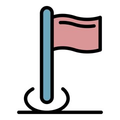 Poster - Goal flag icon. Outline goal flag vector icon color flat isolated