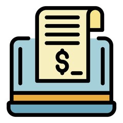 Poster - Laptop loan money icon. Outline laptop loan money vector icon color flat isolated