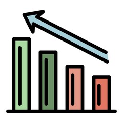 Poster - Rise up loan icon. Outline rise up loan vector icon color flat isolated