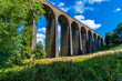 A view of the Thornton viaduct crossing the Pinch Beck next to the town of Thornton, Yorkshire, UK in summertime