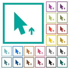 Sticker - Arrow cursor up solid flat color icons with quadrant frames