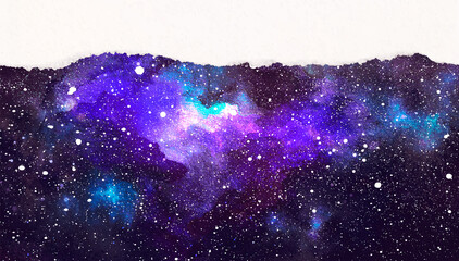 Wall Mural - watercolor galaxy background with stars. vector cosmic layout with copy space for text