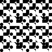 Abstract Black White Geometric Shapes. Circles And Rounded Shapes. Vector Decor Shapes, Reminiscent Of A Chessboard.
