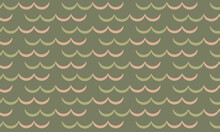 Simple Clean Random Sea Wave Pattern Using Colours Forest Green, Leag Green And Cream In Green Background For Creative Graphic Design Work