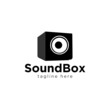 sound box logo design unique negative space
