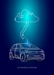 Canvas Print - self driving Car, autonomous driving, modern, Cloud service