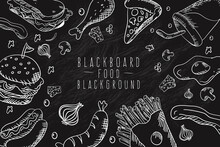 Hand Drawn Food Blackboard Background