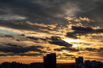 Wall Mural - Sunset in  city