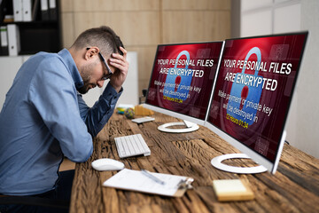 Poster - Ransomware Cyber Attack Showing Personal Files Encrypted