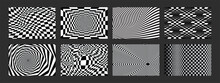 Abstract Black And White Checkered Background Collection. Set Of Checkered Wave Black White Background For Sport Race Championship And Business Finish Success.