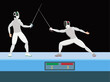 Fencers with a saber on competition or training, vector illustration