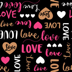 Sticker - Vector seamless pattern with love and heart for valentine's day.