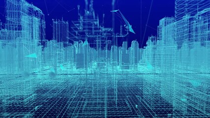 Poster - Smart city of cybersecurity digital data of futuristic and technology of the internet and big data of cloud computing using artificial intelligence, 5g connection data analysis background concept.