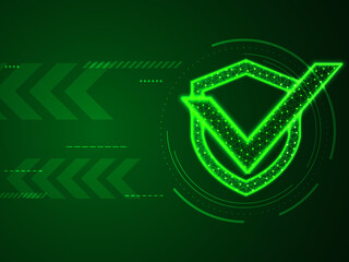 Fototapete - 2d illustration Protection shield minimal concept. Security check Icon. Tick mark approved icon.  
