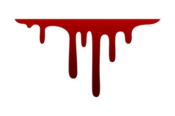 Leinwandbilder - Dripping blood horizontal line. Oozing bloody red liquid. Halloween scary decoration. Flowing paint or syrup. Leak ink with drop streams. Bleeding texture template. Vector spilled fluid