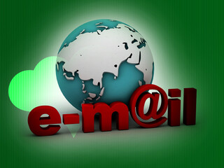 Poster - 3d illustration E mail sign connect with world