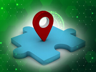 Fototapete - 3d illustration puzzle on the navigation